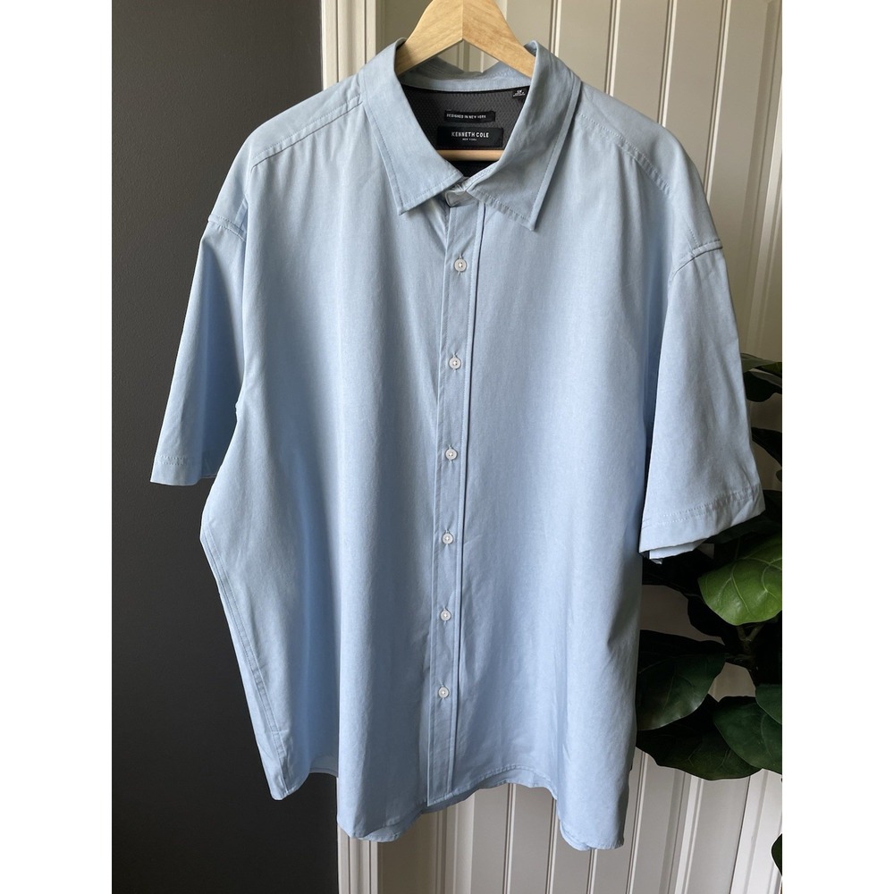 Kenneth Cole NY Performance Dress Shirt 1X S/S Light Blue Button-Up